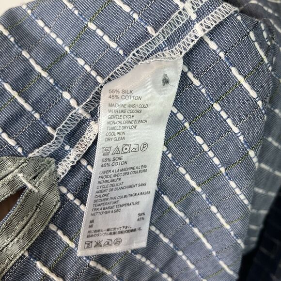 Tommy Bahama Shirt Men Large Adult Blue Casual Button Down Textured Silk Check - Picture 4 of 7